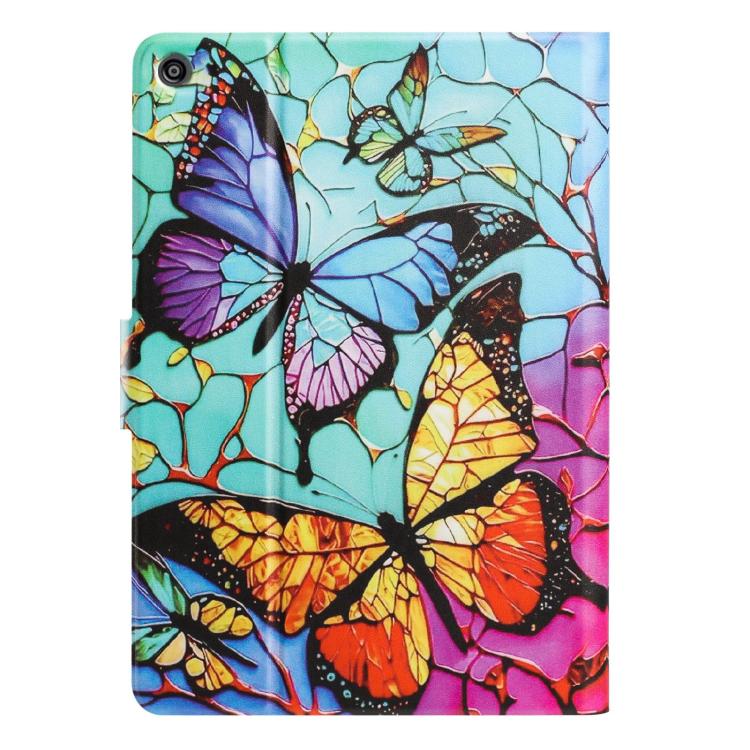 For Amazon Kindle Fire HD8 2018 / 2016 Litchi Texture Voltage Painted Vegan Leather Smart Tablet Case