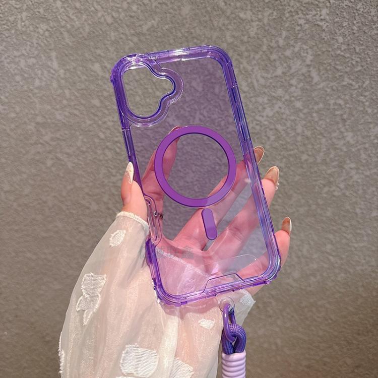For iPhone 17 Detachable 3 in 1 Glitter Magnetic Phone Case with Hand Strap