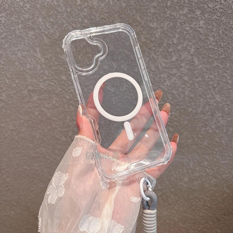 For iPhone Air Detachable 3 in 1 Glitter Magnetic Phone Case with Hand Strap