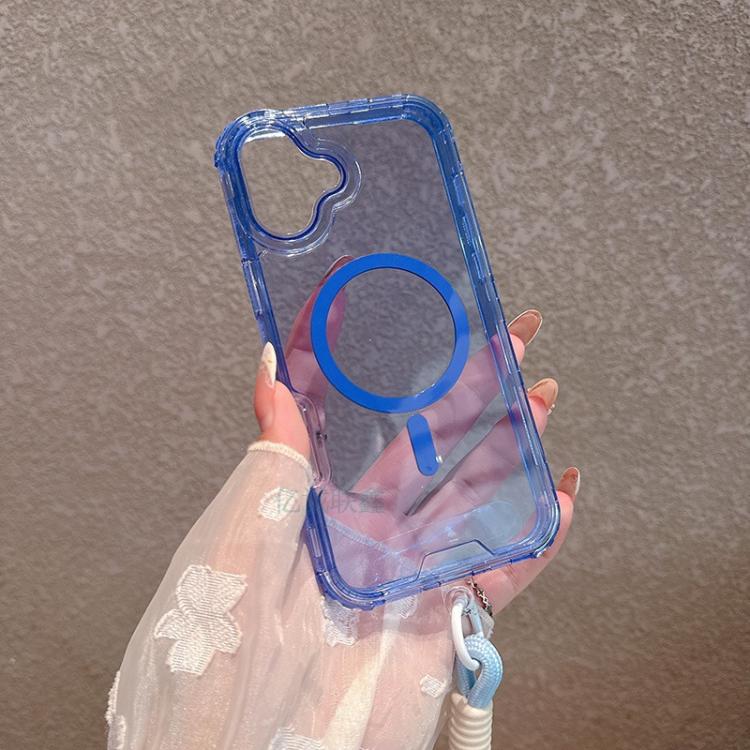 For iPhone Air Detachable 3 in 1 Glitter Magnetic Phone Case with Hand Strap