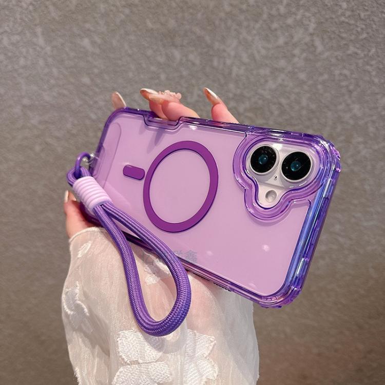For iPhone 17 Pro Detachable 3 in 1 Glitter Magnetic Phone Case with Hand Strap