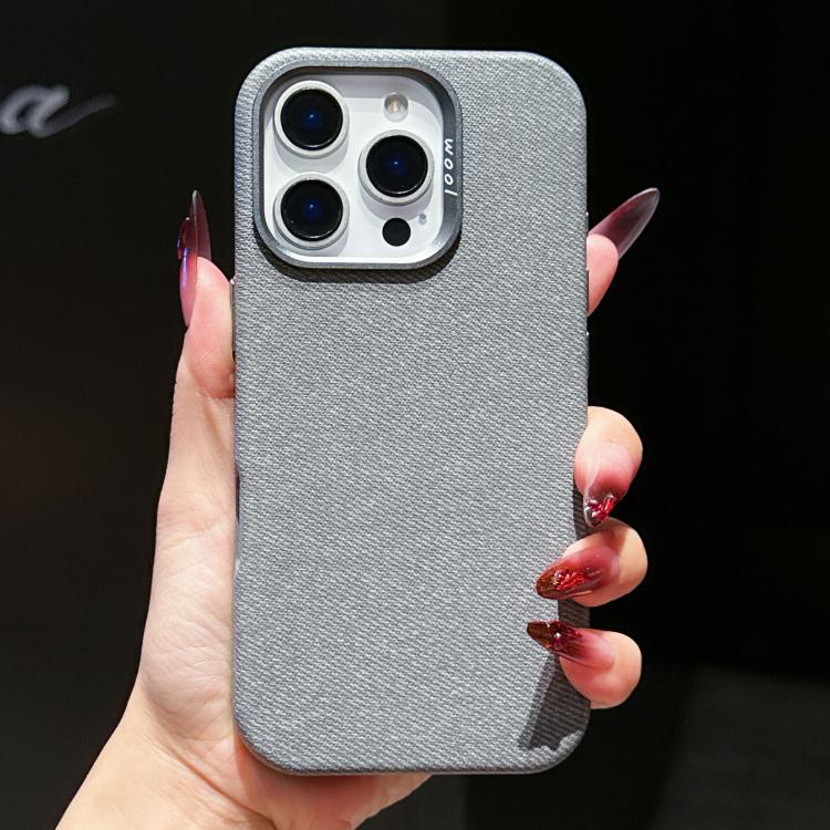 For iPhone 16 Pro Max Wool Linen Fabric Full Coverage Magnetic Phone Case