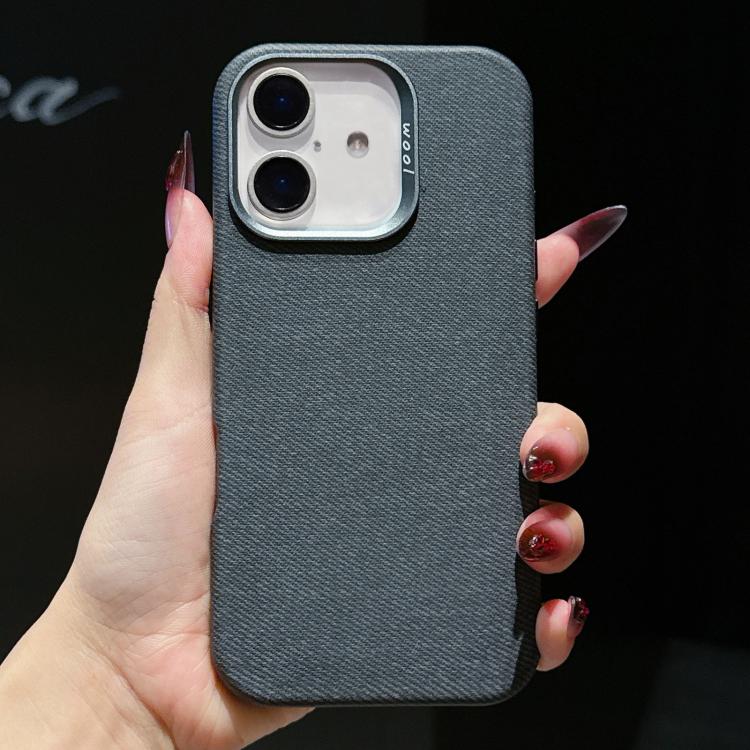 For iPhone 16 Wool Linen Fabric Full Coverage Magnetic Phone Case
