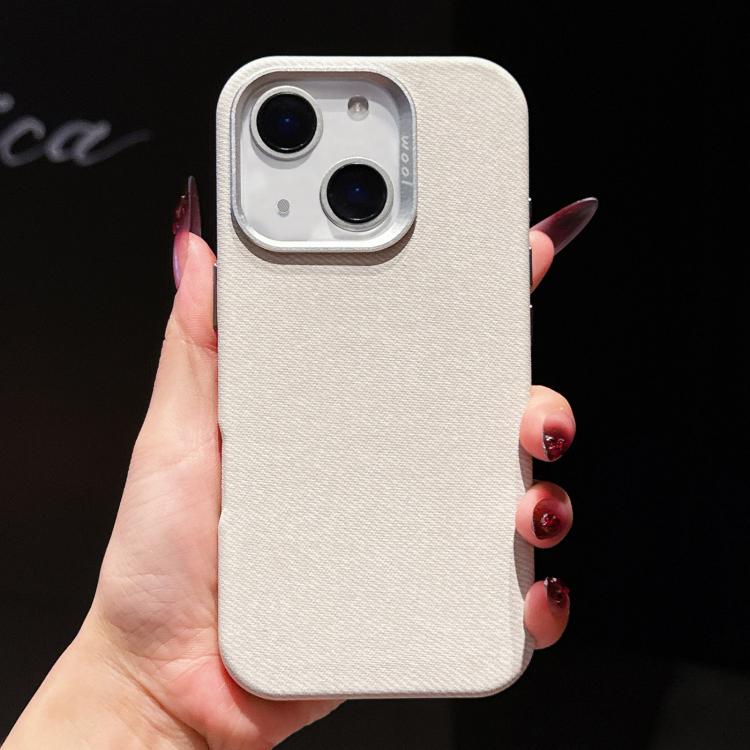 For iPhone 15 Plus Wool Linen Fabric Full Coverage Magnetic Phone Case