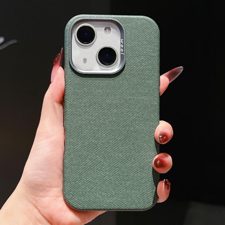 For iPhone 15 Wool Linen Fabric Full Coverage Magnetic Phone Case