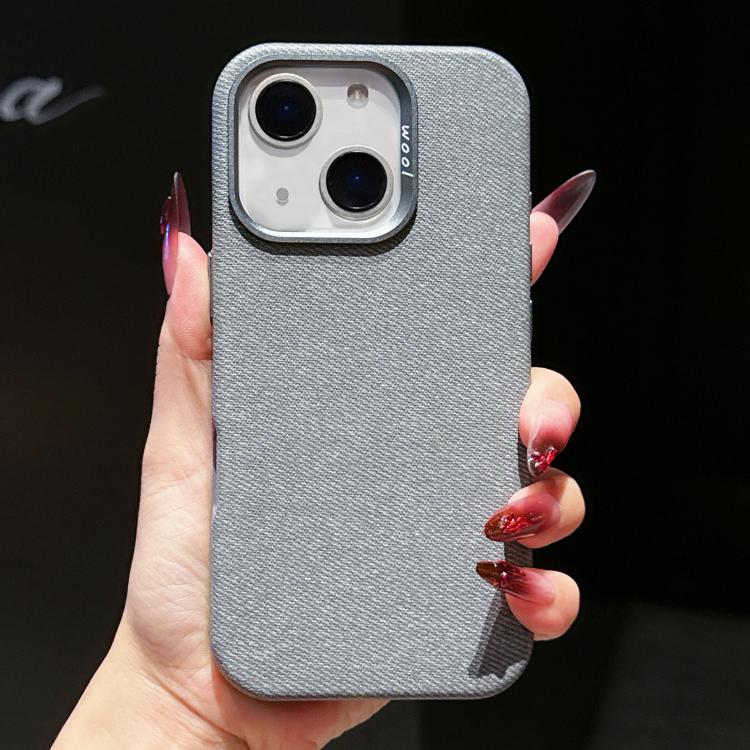 For iPhone 14 Wool Linen Fabric Full Coverage Magnetic Phone Case