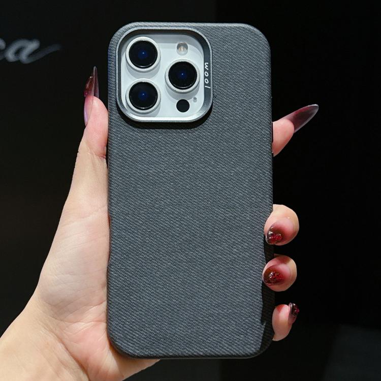 For iPhone 14 Pro Wool Linen Fabric Full Coverage Magnetic Phone Case