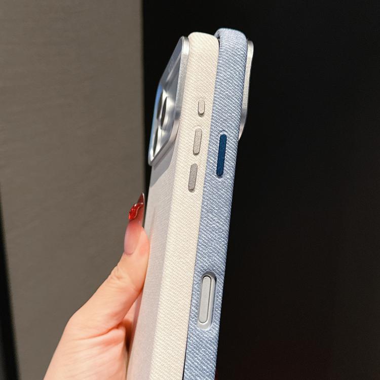 For iPhone 15 Wool Linen Fabric Full Coverage Magnetic Phone Case
