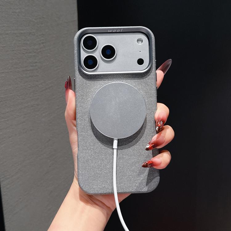 For iPhone 17 Pro Wool Linen Fabric Full Coverage Magnetic Phone Case