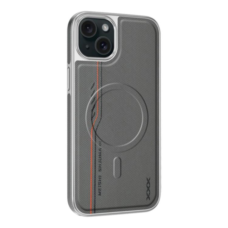 For iPhone 14 Line Print Diamond Texture Magnetic Vegan Leather Phone Case