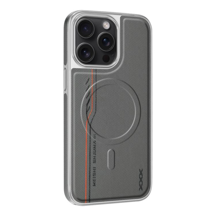 For iPhone 14 Pro Max Line Print Diamond Texture Magnetic Vegan Leather Phone Case