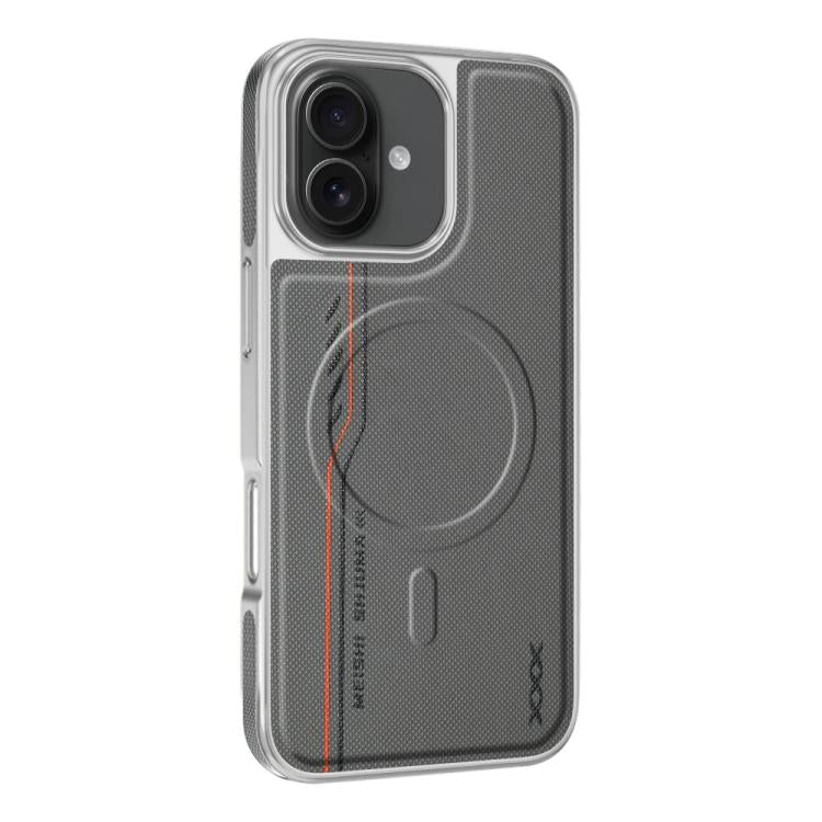 For iPhone 16 Line Print Diamond Texture Magnetic Vegan Leather Phone Case