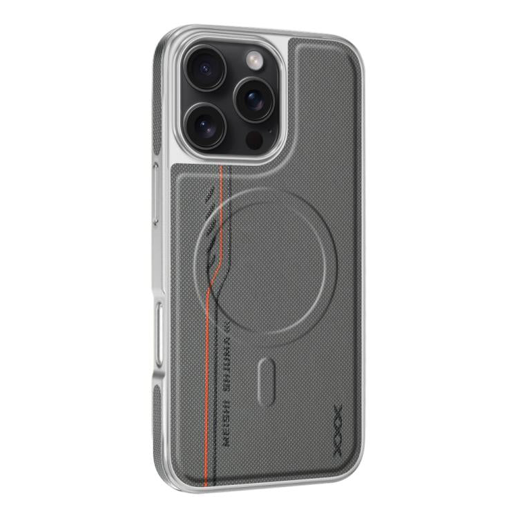 For iPhone 16 Pro Line Print Diamond Texture Magnetic Vegan Leather Phone Case