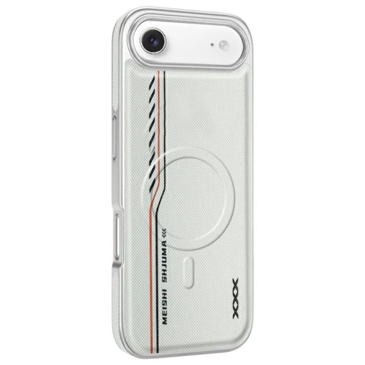 For iPhone Air Line Print Diamond Texture Magnetic Vegan Leather Phone Case