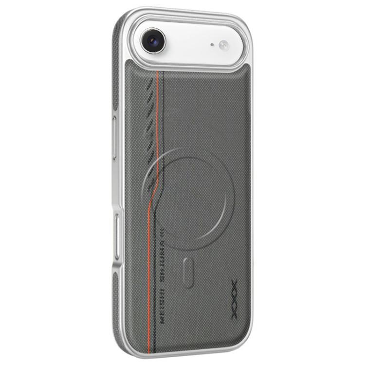 For iPhone Air Line Print Diamond Texture Magnetic Vegan Leather Phone Case