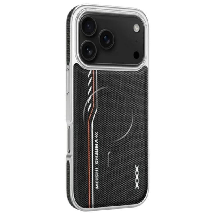 For iPhone 17 Pro Line Print Diamond Texture Magnetic Vegan Leather Phone Case