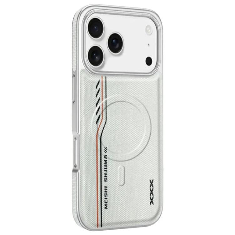 For iPhone 17 Pro Line Print Diamond Texture Magnetic Vegan Leather Phone Case