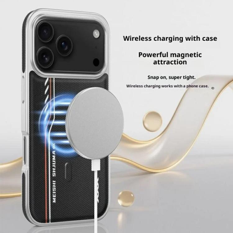 For iPhone 14 Pro Max Line Print Diamond Texture Magnetic Vegan Leather Phone Case