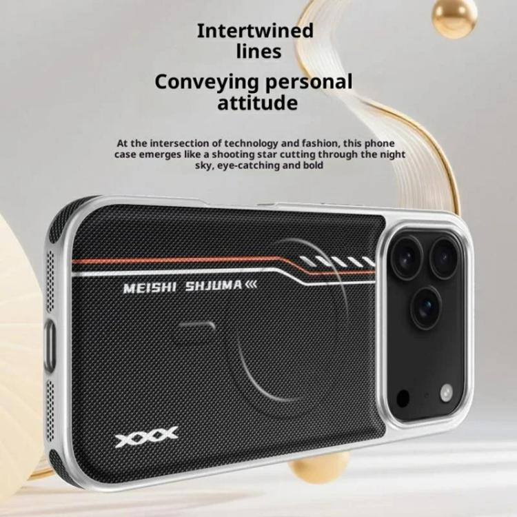 For iPhone 14 Pro Max Line Print Diamond Texture Magnetic Vegan Leather Phone Case