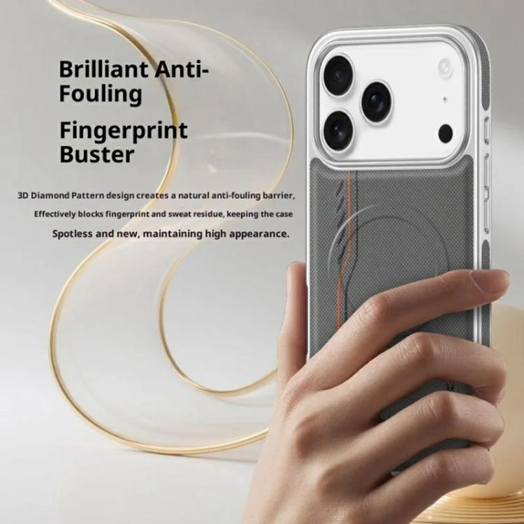 For iPhone 14 Pro Max Line Print Diamond Texture Magnetic Vegan Leather Phone Case