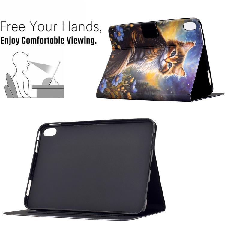 For iPad 2025 / 2022 Voltage Sewing Thread Painted Vegan Leather Smart Tablet Case