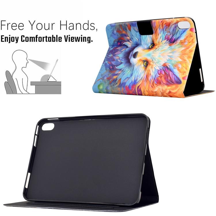 For iPad 2025 / 2022 Voltage Sewing Thread Painted Vegan Leather Smart Tablet Case
