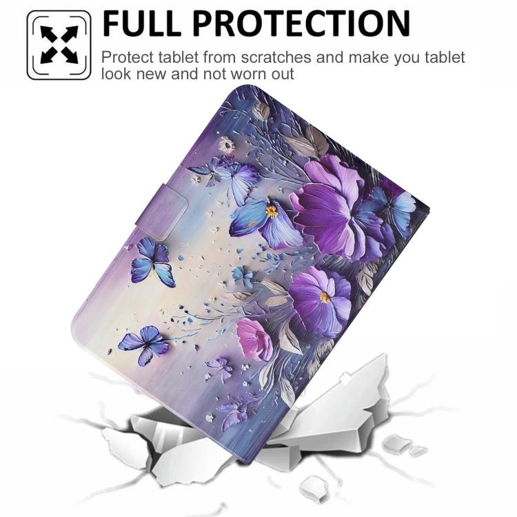 For iPad 2025 / 2022 Voltage Sewing Thread Painted Vegan Leather Smart Tablet Case