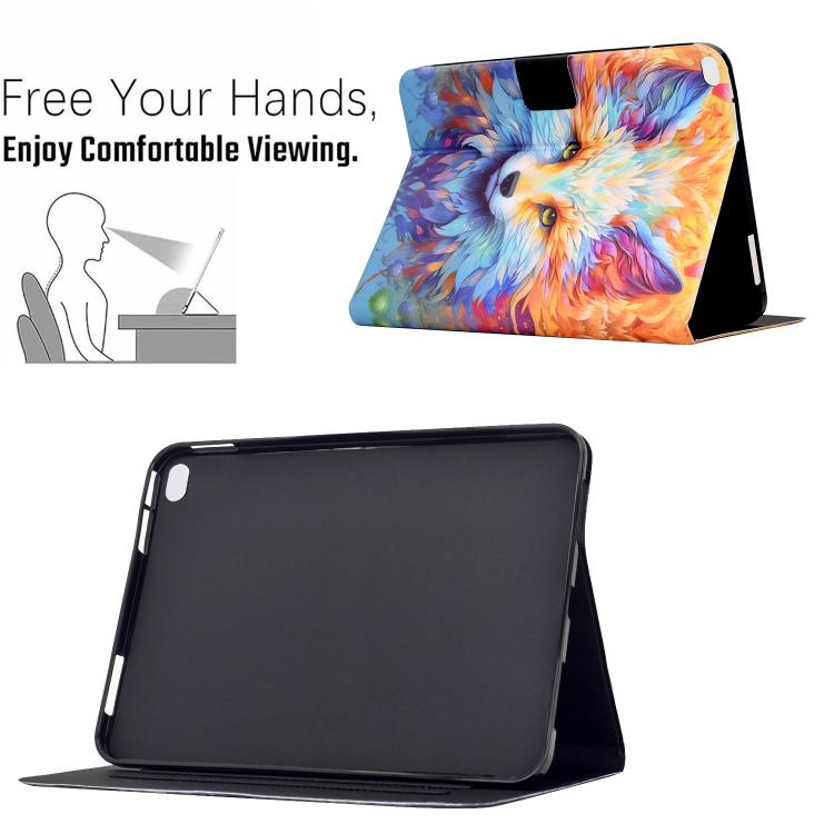 For iPad 9.7 2018 / 2017 Voltage Sewing Thread Painted Vegan Leather Smart Tablet Case