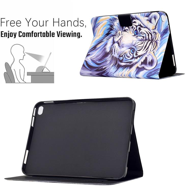 For iPad 9.7 2018 / 2017 Voltage Sewing Thread Painted Vegan Leather Smart Tablet Case