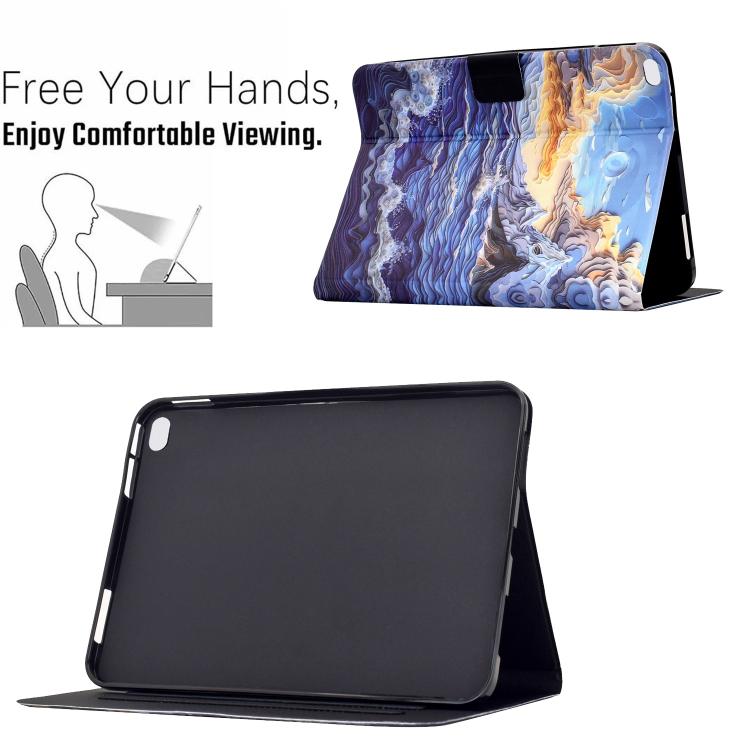 For iPad 9.7 2018 / 2017 Voltage Sewing Thread Painted Vegan Leather Smart Tablet Case