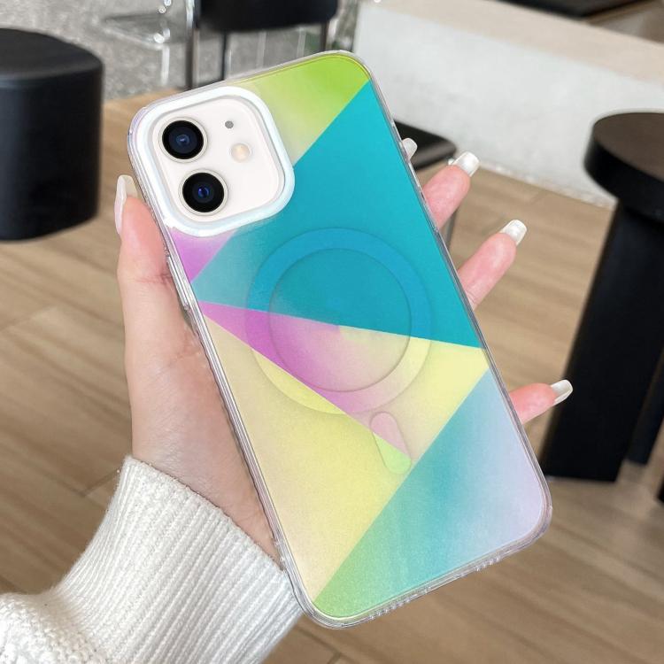 For iPhone 11 Geometric Gradient Magnetic Phone Case