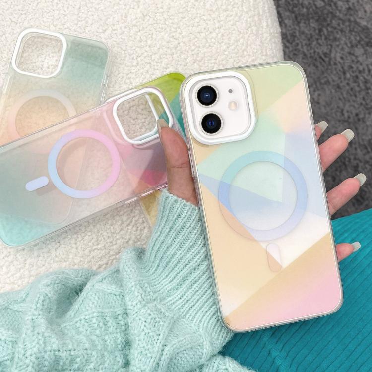For iPhone 11 Geometric Gradient Magnetic Phone Case