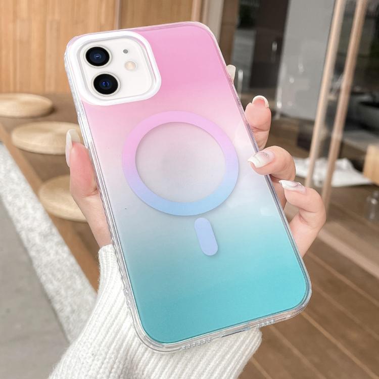 For iPhone 11 Geometric Gradient Magnetic Phone Case