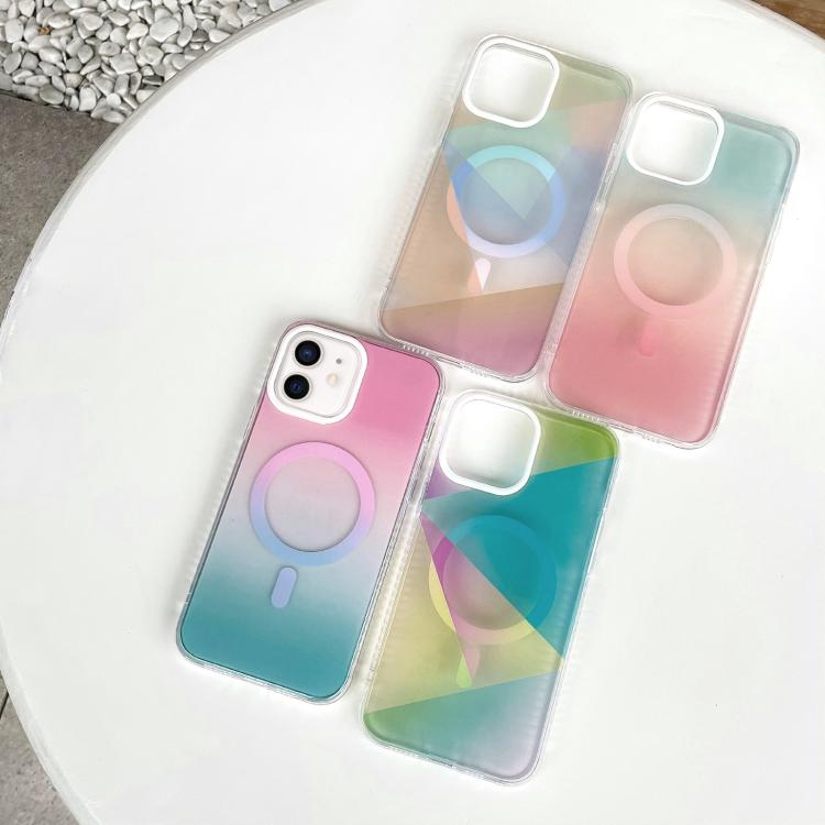 For iPhone 11 Geometric Gradient Magnetic Phone Case