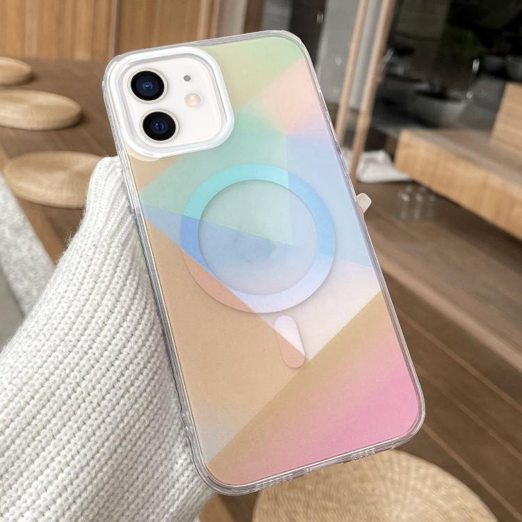 For iPhone 11 Geometric Gradient Magnetic Phone Case