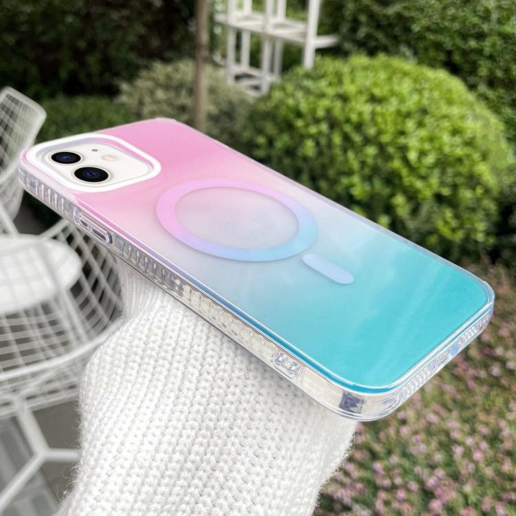 For iPhone 11 Geometric Gradient Magnetic Phone Case