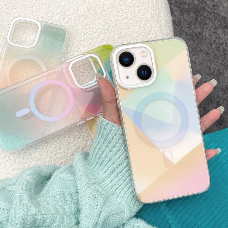 For iPhone 13 Geometric Gradient Magnetic Phone Case