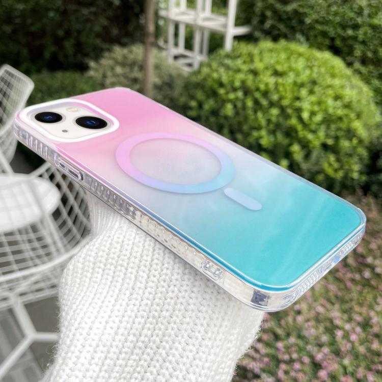 For iPhone 13 Geometric Gradient Magnetic Phone Case
