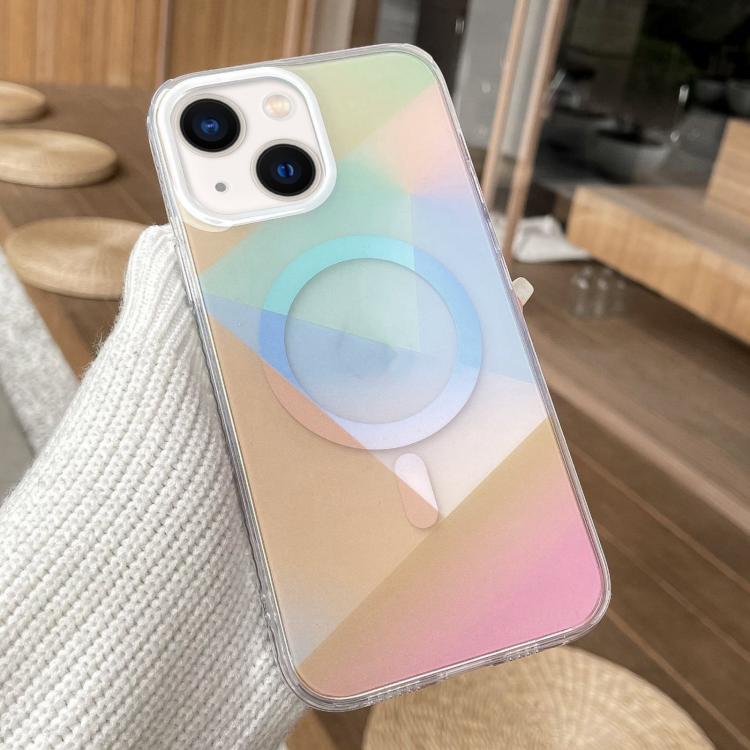 For iPhone 13 Geometric Gradient Magnetic Phone Case