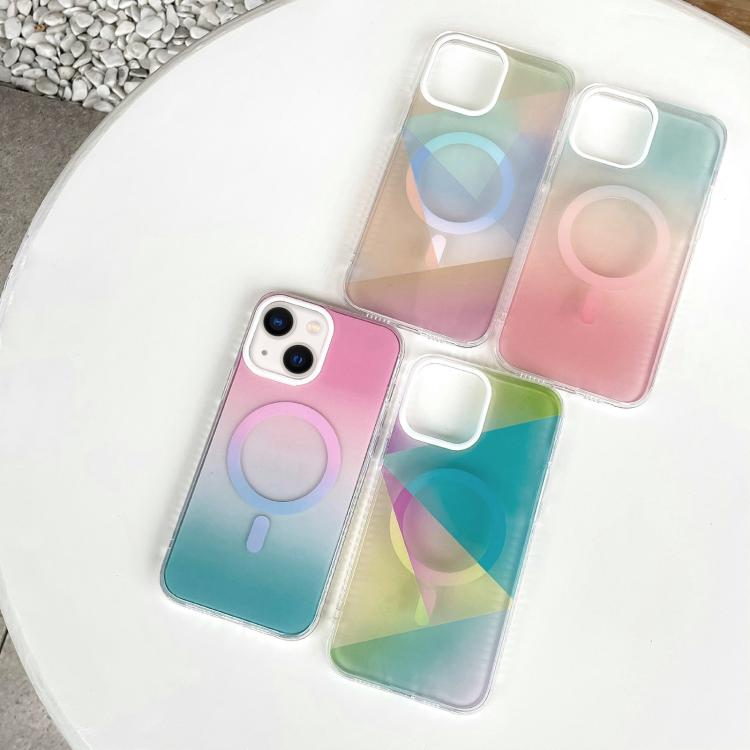 For iPhone 13 Geometric Gradient Magnetic Phone Case