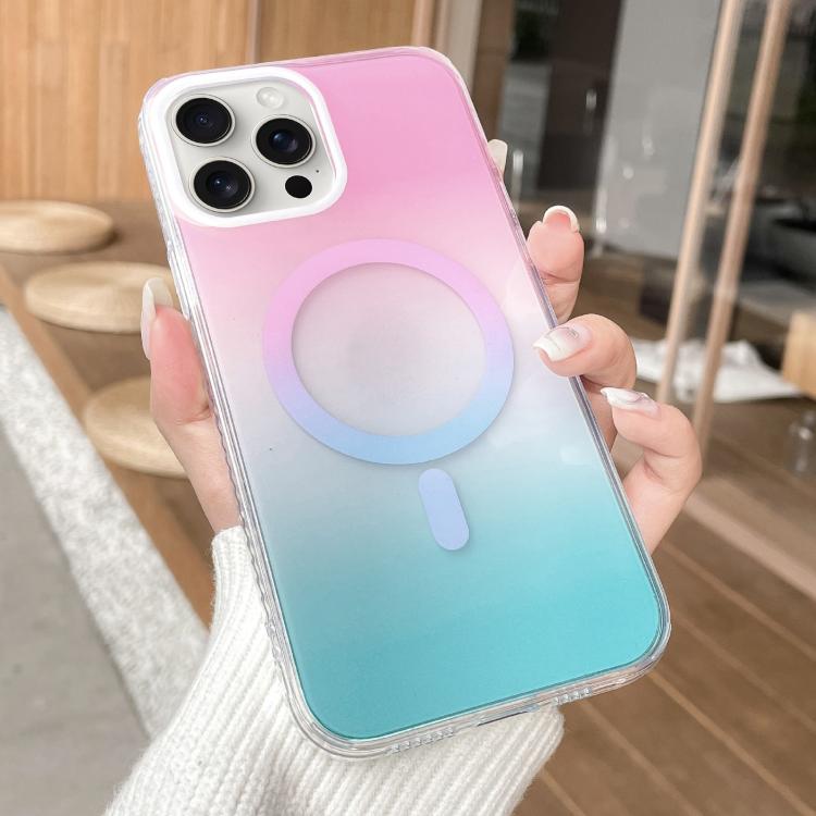 For iPhone 15 Pro Geometric Gradient Magnetic Phone Case