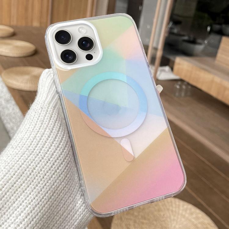 For iPhone 15 Pro Geometric Gradient Magnetic Phone Case