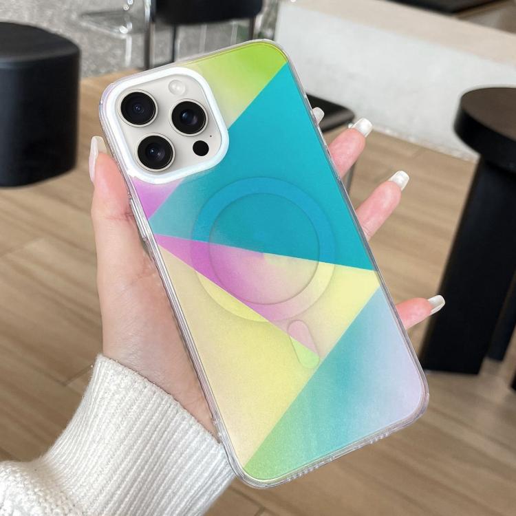 For iPhone 15 Pro Max Geometric Gradient Magnetic Phone Case