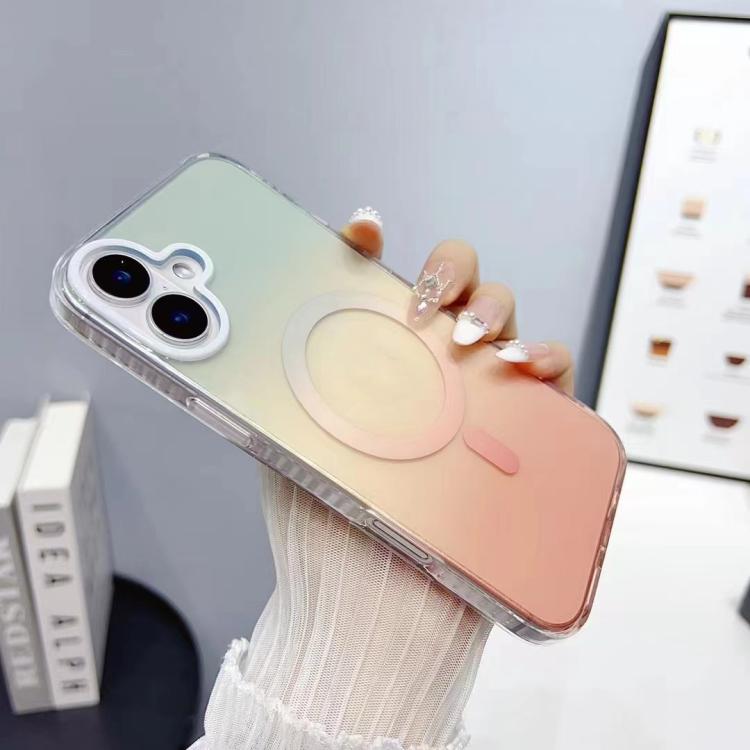 For iPhone 16 Geometric Gradient Magnetic Phone Case