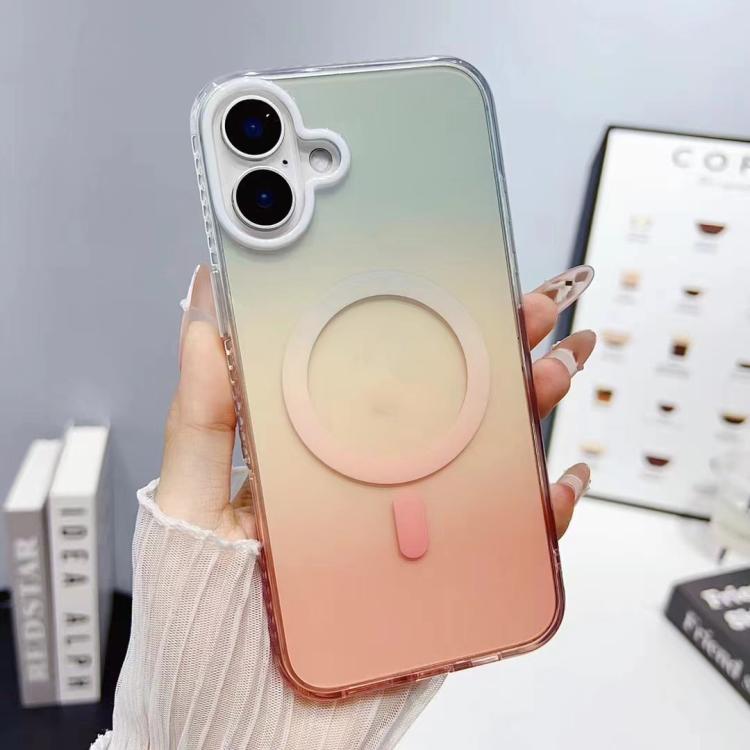 For iPhone 16 Plus Geometric Gradient Magnetic Phone Case