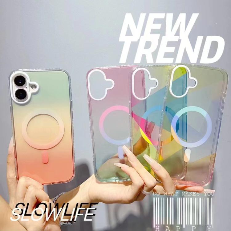 For iPhone 17 Geometric Gradient Magnetic Phone Case