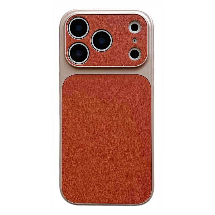 For iPhone 17 Pro Max Leather Textured Large Window Full Coverage Phone Case