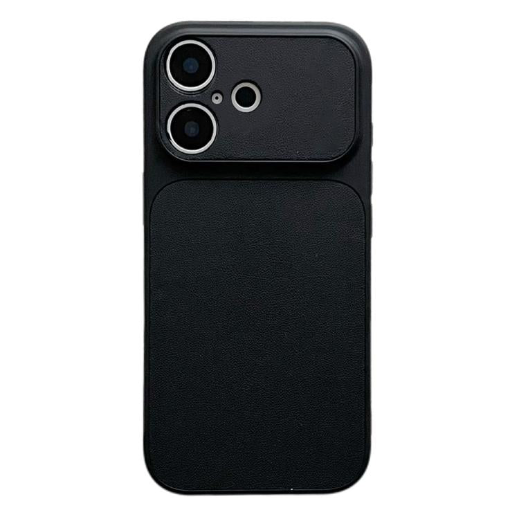 For iPhone 17 Leather Textured Large Window Full Coverage Phone Case