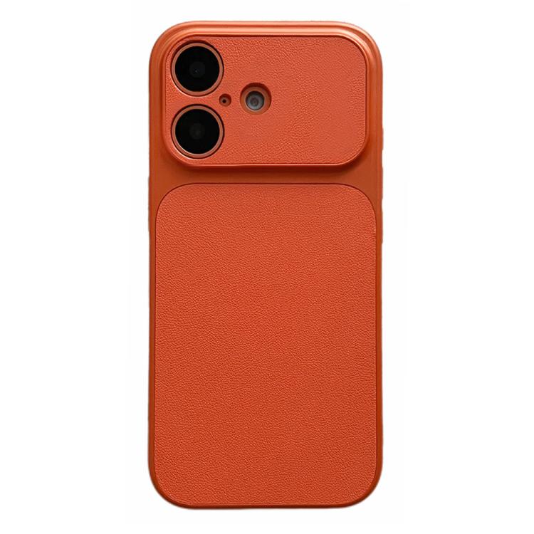 For iPhone 17 Leather Textured Large Window Full Coverage Phone Case