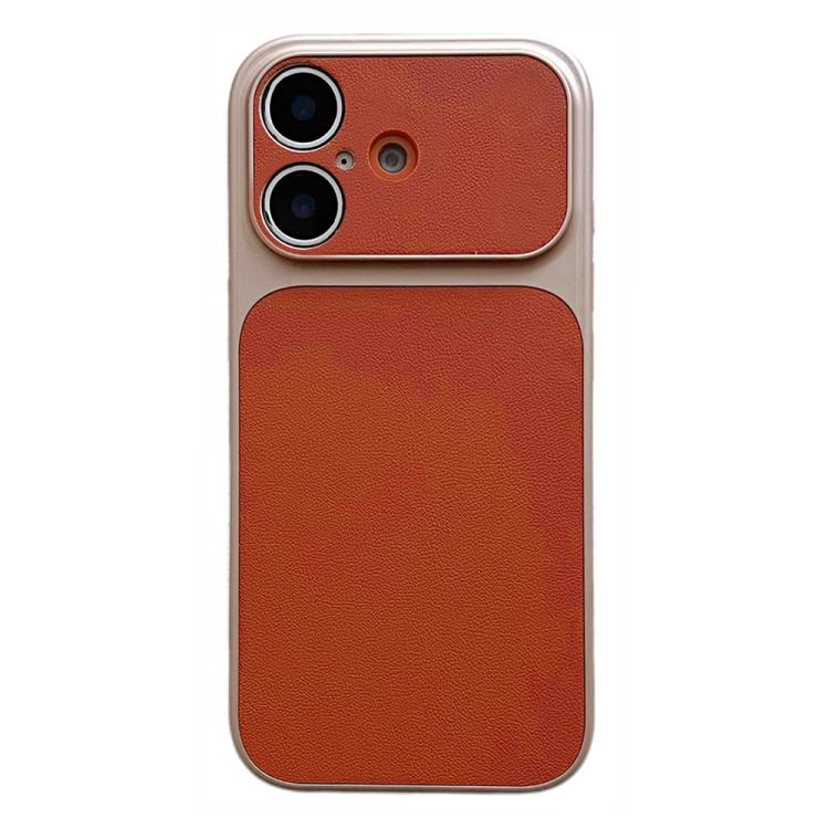 For iPhone 17 Leather Textured Large Window Full Coverage Phone Case